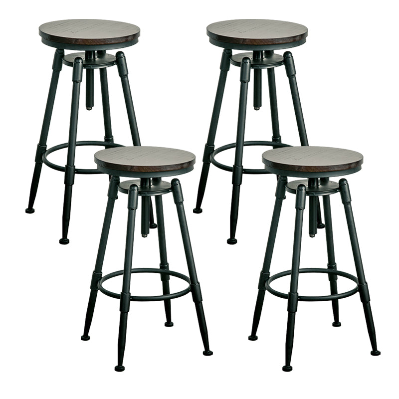 Industrial Armless Rotatable Counter Stool Iron Bar Stool with  Pedal