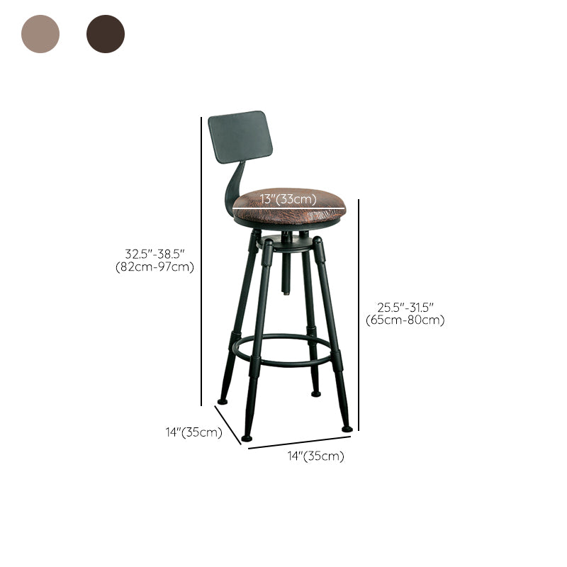 Industrial Armless Rotatable Counter Stool Iron Bar Stool with  Pedal