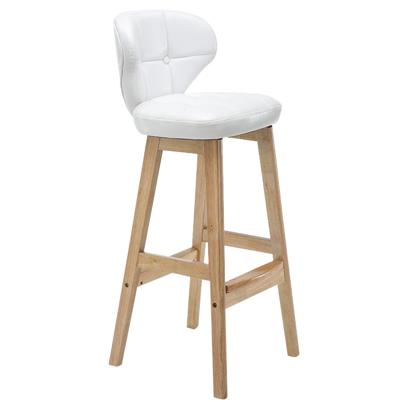 Industrial Armless Backrest Counter Stool Wood Cafe Bar Stool with Leather Cushion