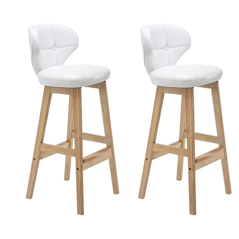 Industrial Armless Backrest Counter Stool Wood Cafe Bar Stool with Leather Cushion