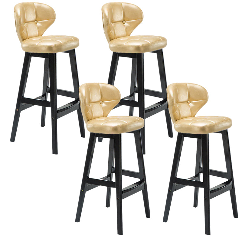 Industrial Armless Backrest Counter Stool Wood Cafe Bar Stool with Leather Cushion