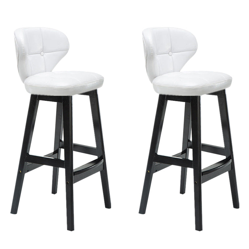 Industrial Armless Backrest Counter Stool Wood Cafe Bar Stool with Leather Cushion