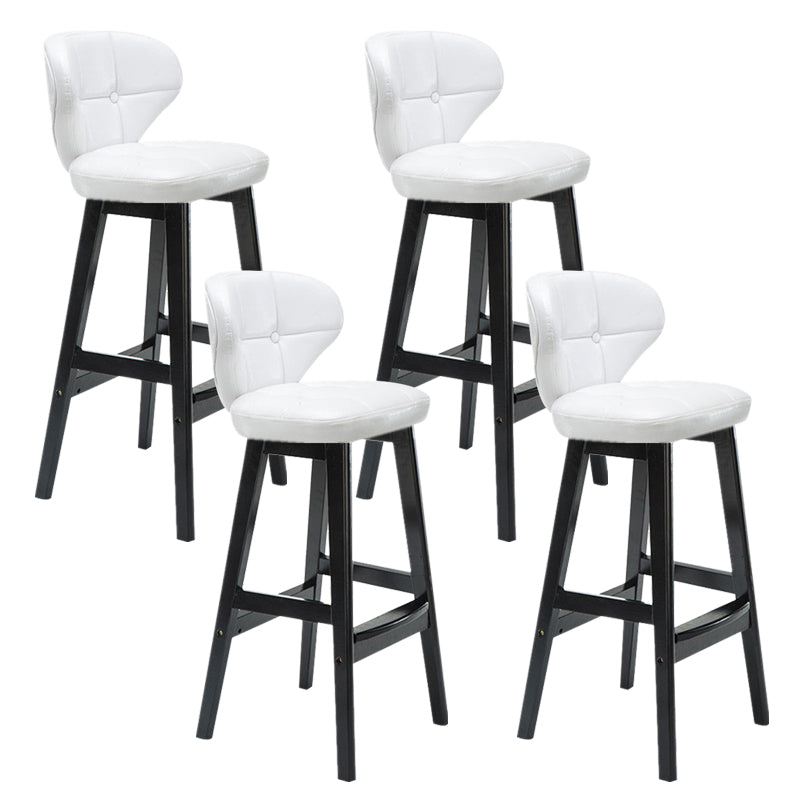 Industrial Armless Backrest Counter Stool Wood Cafe Bar Stool with Leather Cushion