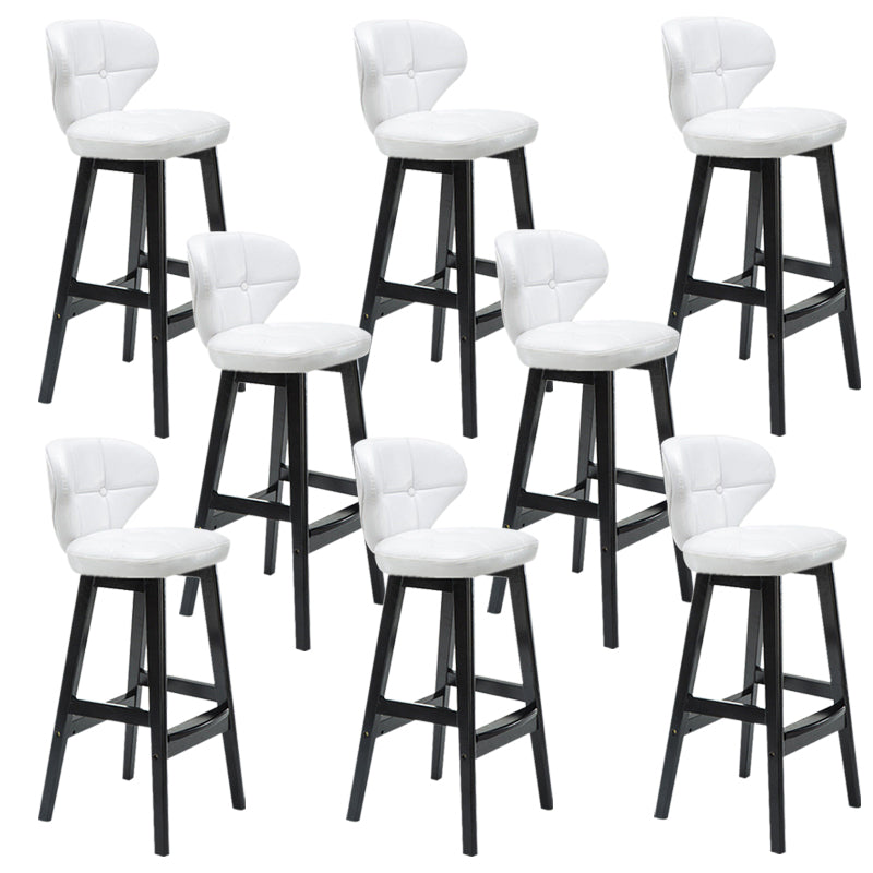 Industrial Armless Backrest Counter Stool Wood Cafe Bar Stool with Leather Cushion