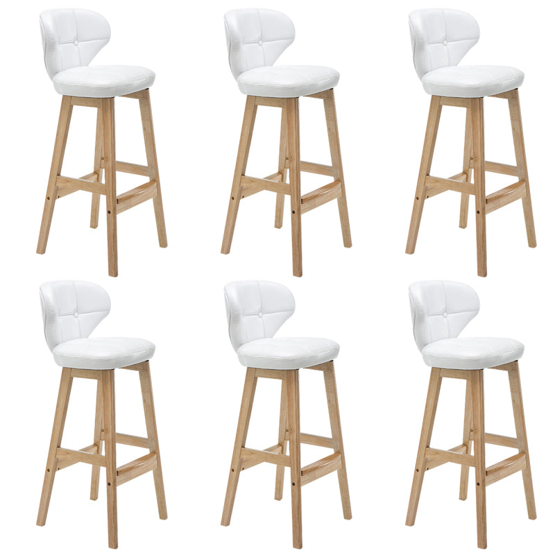 Industrial Armless Backrest Counter Stool Wood Cafe Bar Stool with Leather Cushion