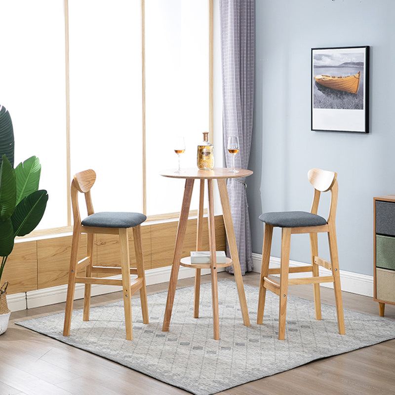 Industrial Bar-stool Square Seat Counter Bar Stool with Wooden Legs