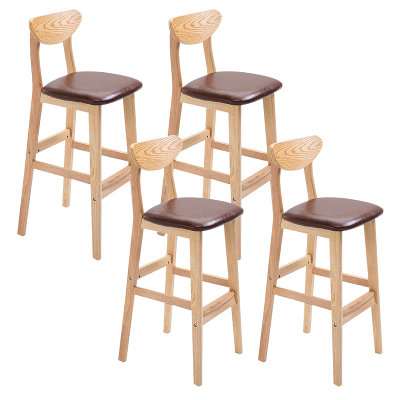 Industrial Bar-stool Square Seat Counter Bar Stool with Wooden Legs