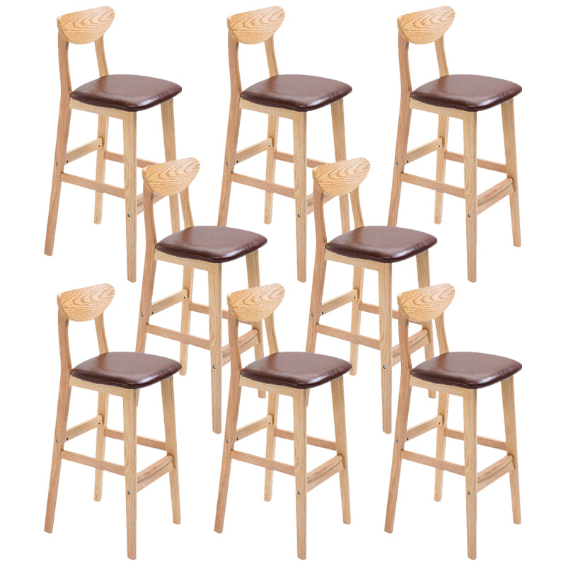 Industrial Bar-stool Square Seat Counter Bar Stool with Wooden Legs