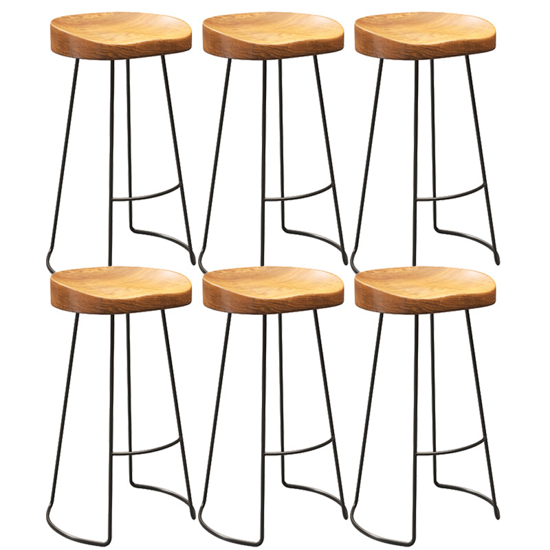 Contemporary Wood Counter Stool Living Room Bar Stool with Metal Legs