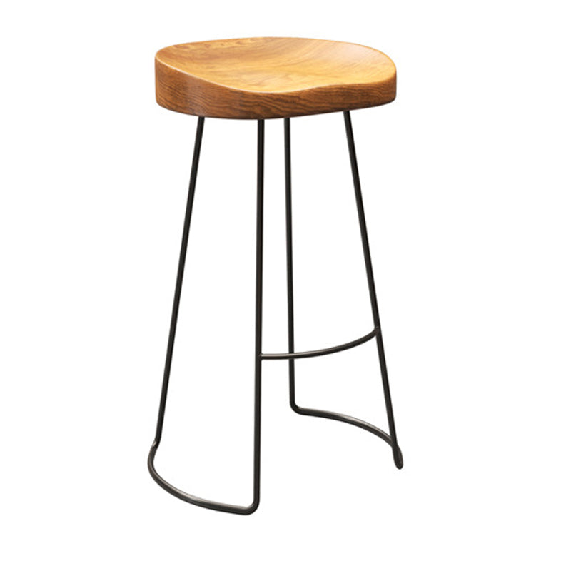 Contemporary Wood Counter Stool Living Room Bar Stool with Metal Legs