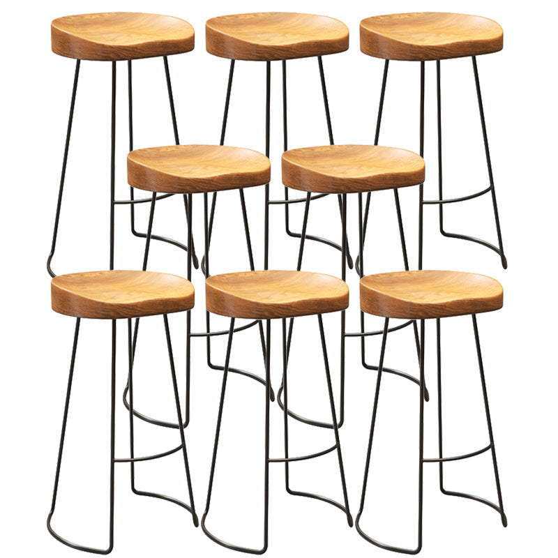 Contemporary Wood Counter Stool Living Room Bar Stool with Metal Legs