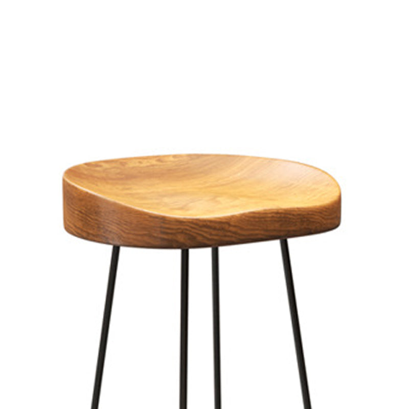 Contemporary Wood Counter Stool Living Room Bar Stool with Metal Legs