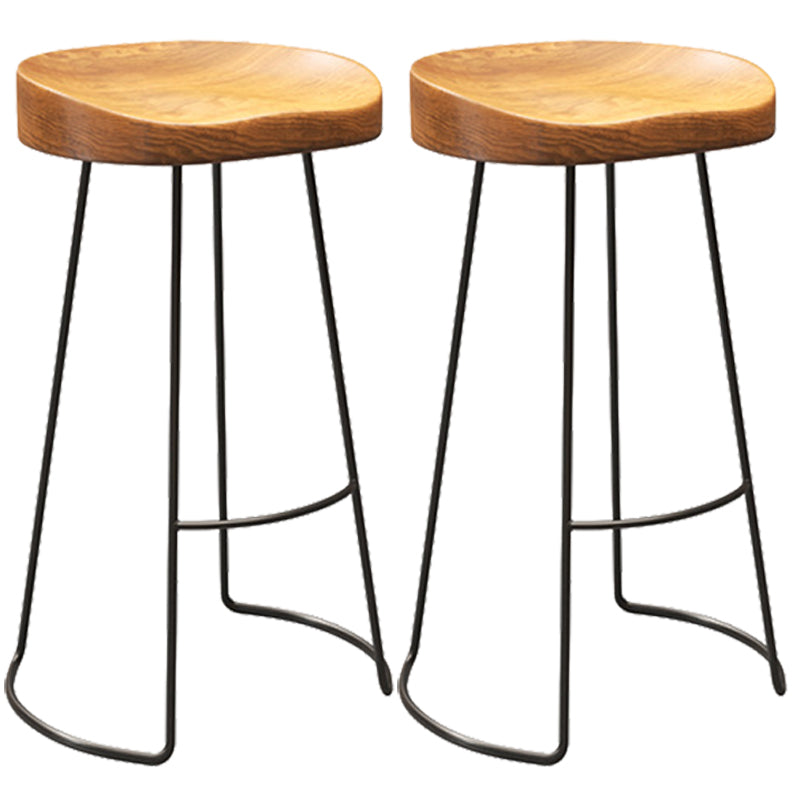 Contemporary Wood Counter Stool Living Room Bar Stool with Metal Legs