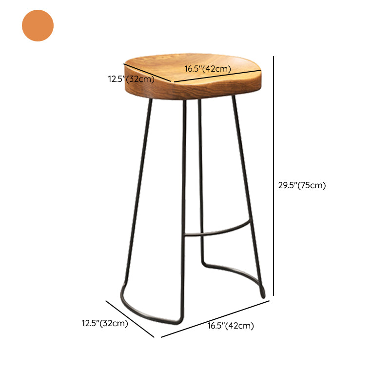 Contemporary Wood Counter Stool Living Room Bar Stool with Metal Legs
