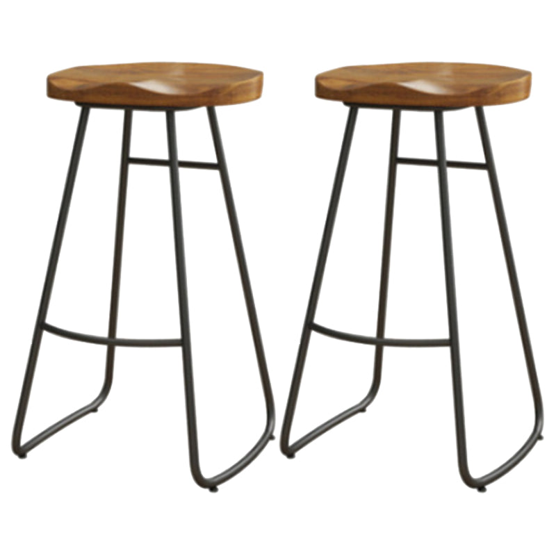 Contemporary Style Wood Counter Stool Living Room Bar Stool with Metal Legs