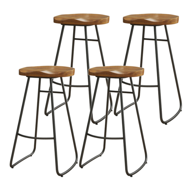 Contemporary Style Wood Counter Stool Living Room Bar Stool with Metal Legs
