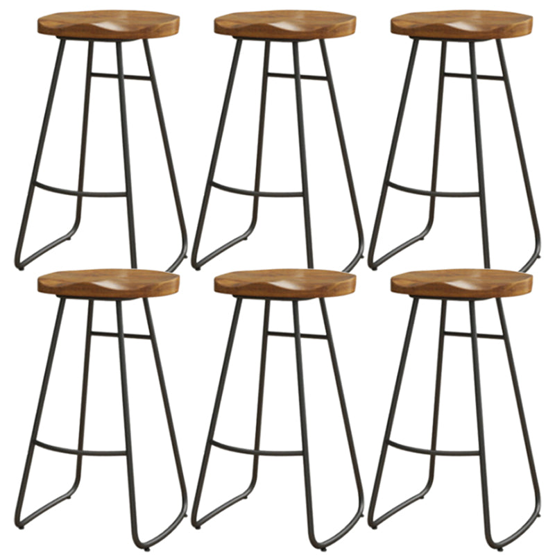 Contemporary Style Wood Counter Stool Living Room Bar Stool with Metal Legs