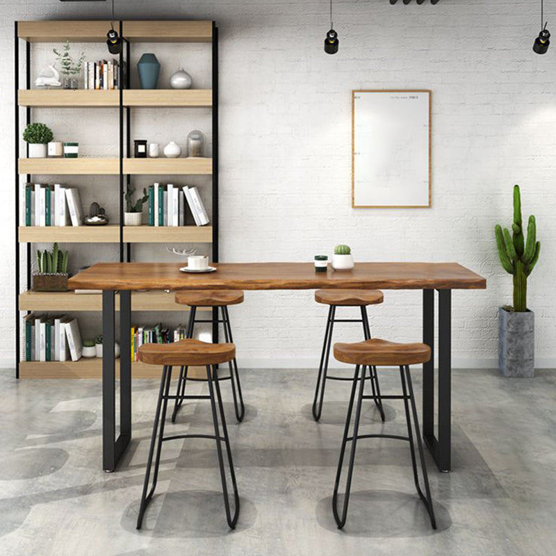 Contemporary Style Wood Counter Stool Living Room Bar Stool with Metal Legs