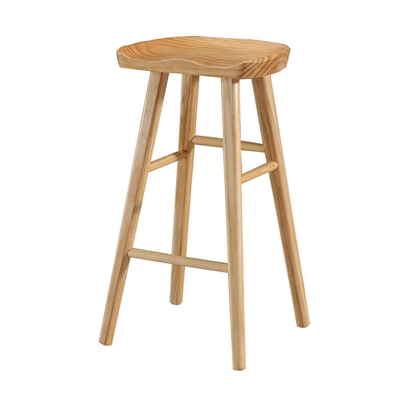 Contemporary Solid Wood Counter Stool Bucket Living Room Bar Stool