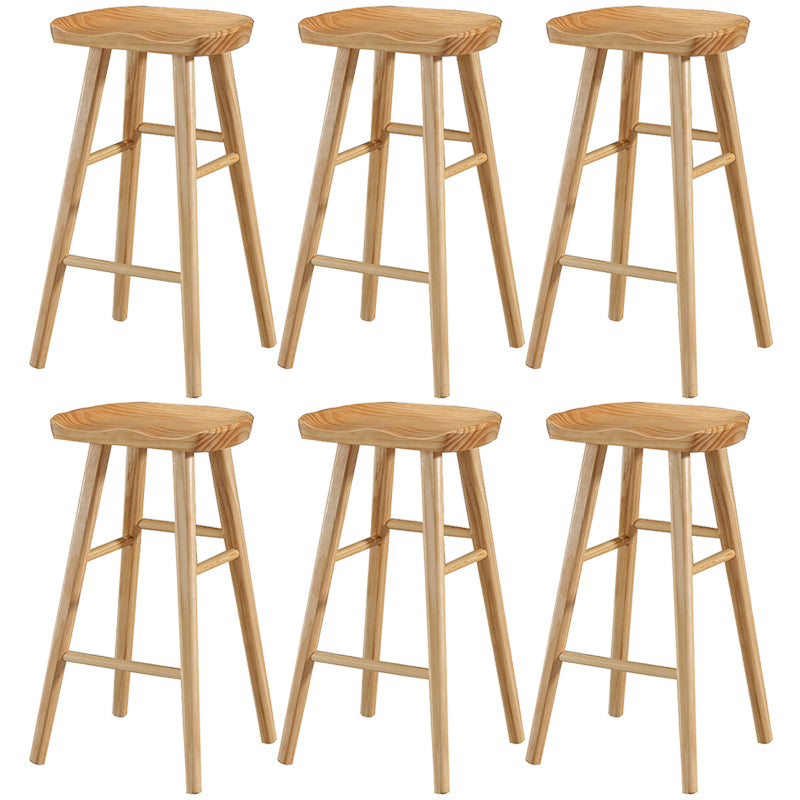 Contemporary Solid Wood Counter Stool Bucket Living Room Bar Stool