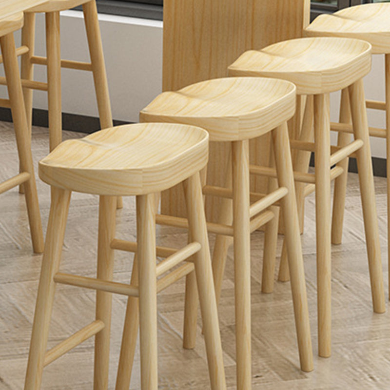 Contemporary Solid Wood Counter Stool Bucket Living Room Bar Stool