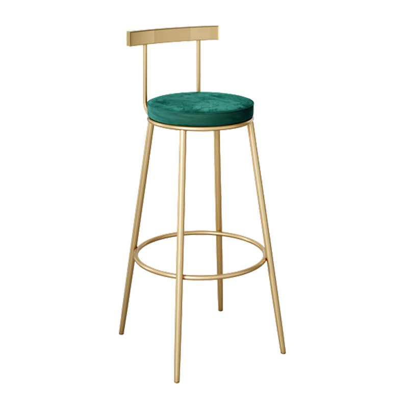 Contemporary Velvet Counter Stool Round Living Room Bar Stool with Metal Legs
