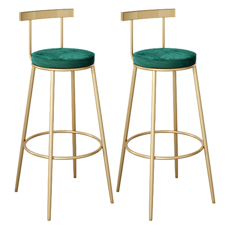 Contemporary Velvet Counter Stool Round Living Room Bar Stool with Metal Legs