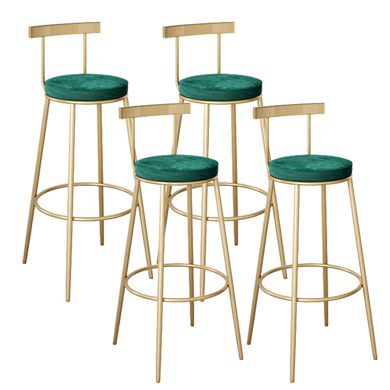 Contemporary Velvet Counter Stool Round Living Room Bar Stool with Metal Legs