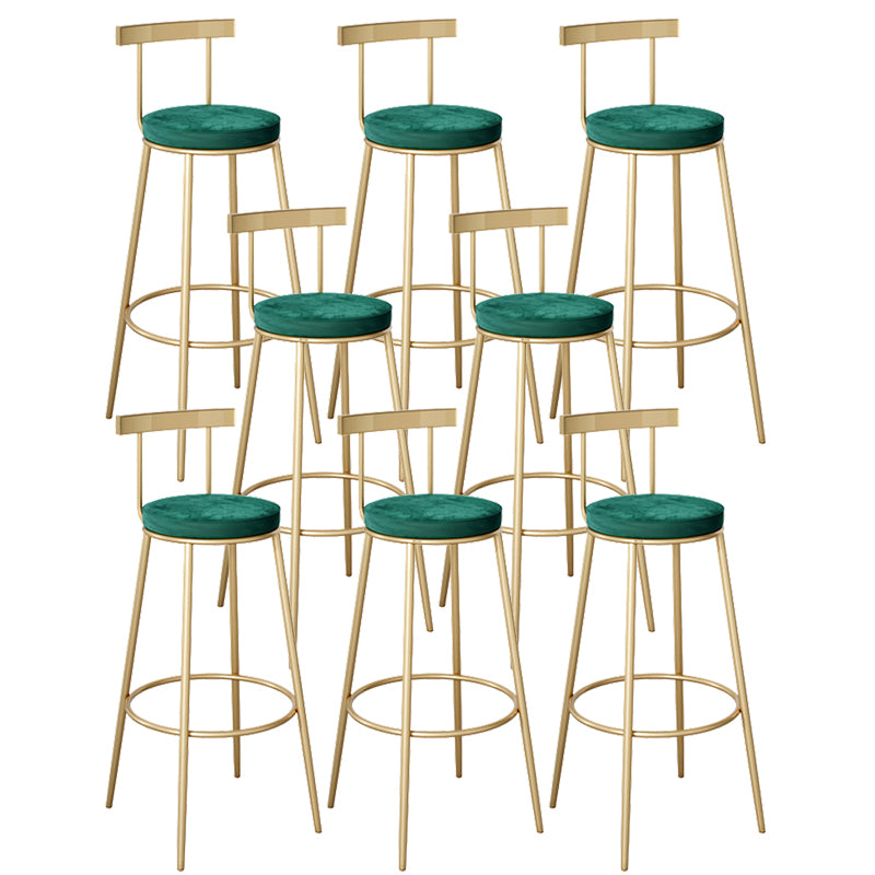 Contemporary Velvet Counter Stool Round Living Room Bar Stool with Metal Legs