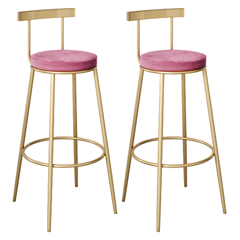Contemporary Velvet Counter Stool Round Living Room Bar Stool with Metal Legs