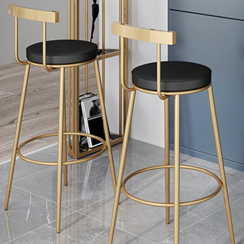 Contemporary Velvet Counter Stool Round Living Room Bar Stool with Metal Legs