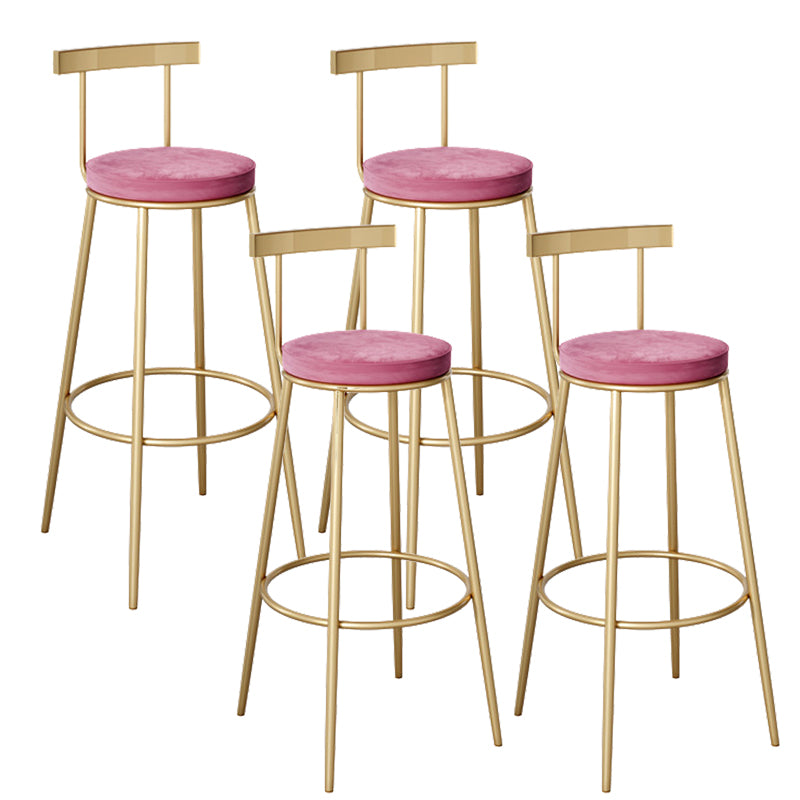Contemporary Velvet Counter Stool Round Living Room Bar Stool with Metal Legs