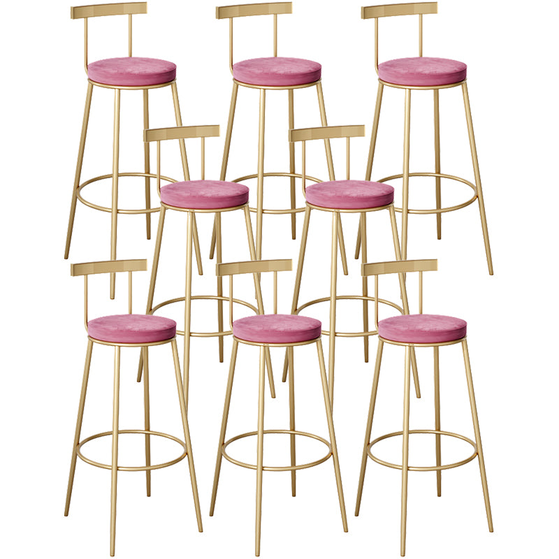 Contemporary Velvet Counter Stool Round Living Room Bar Stool with Metal Legs