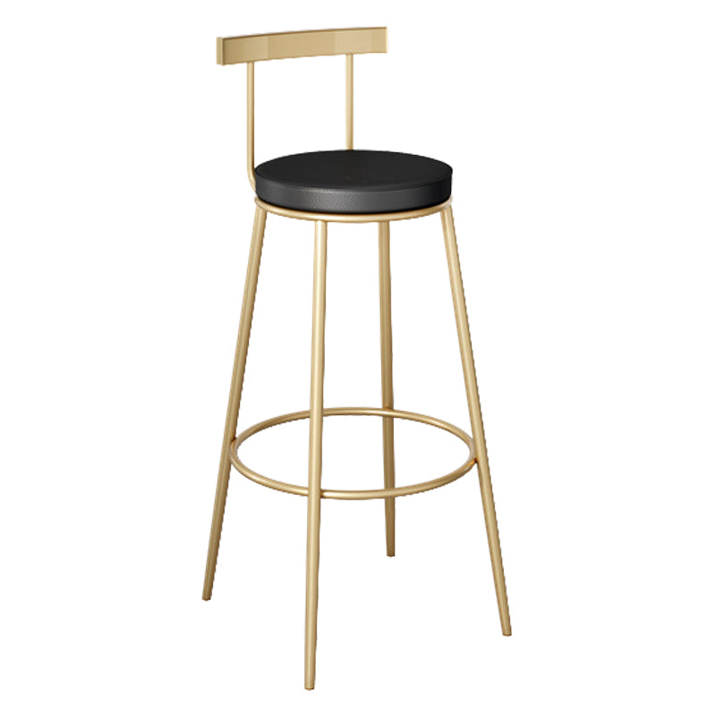 Contemporary Velvet Counter Stool Round Living Room Bar Stool with Metal Legs