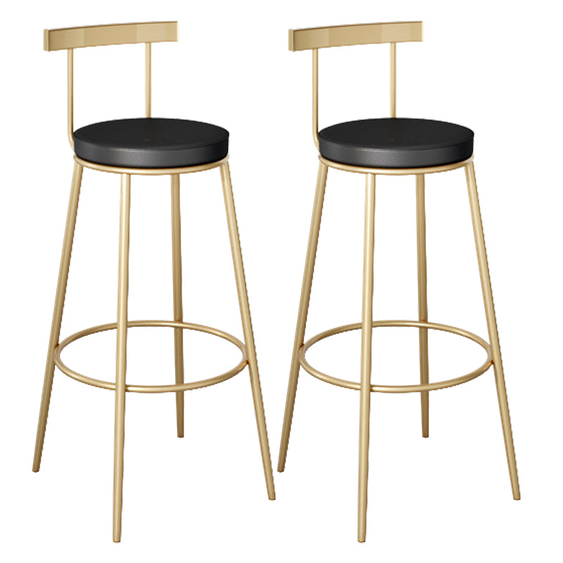 Contemporary Velvet Counter Stool Round Living Room Bar Stool with Metal Legs