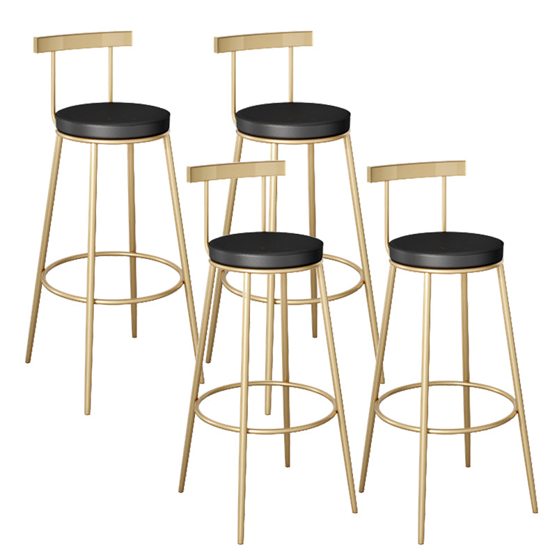 Contemporary Velvet Counter Stool Round Living Room Bar Stool with Metal Legs
