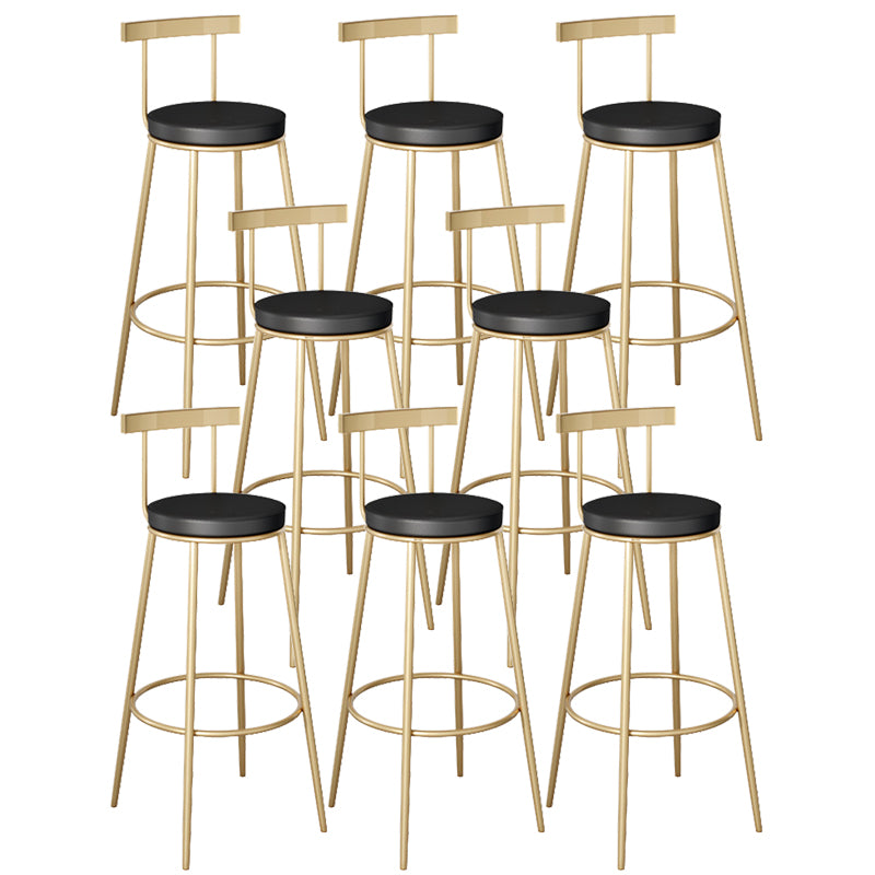 Contemporary Velvet Counter Stool Round Living Room Bar Stool with Metal Legs
