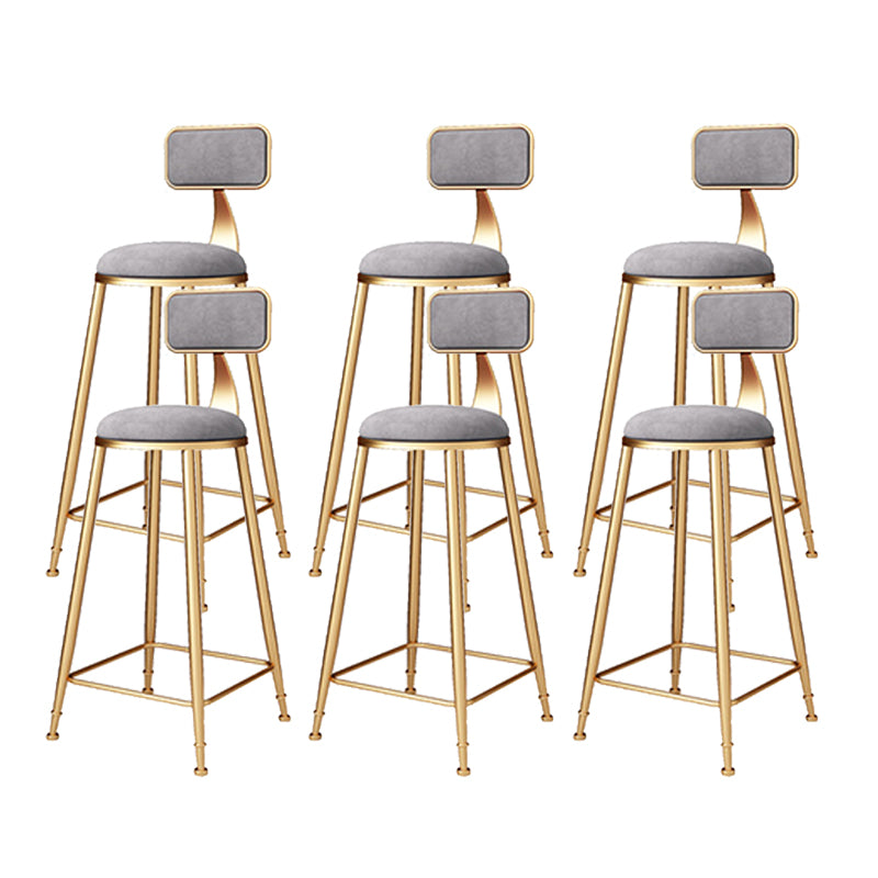 Scandinavian Style Counter Stool Velvet Round Bar Stool with Footrest