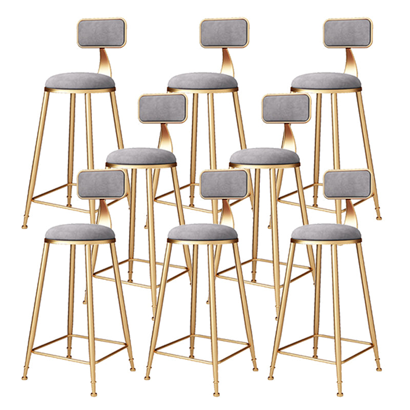 Scandinavian Style Counter Stool Velvet Round Bar Stool with Footrest