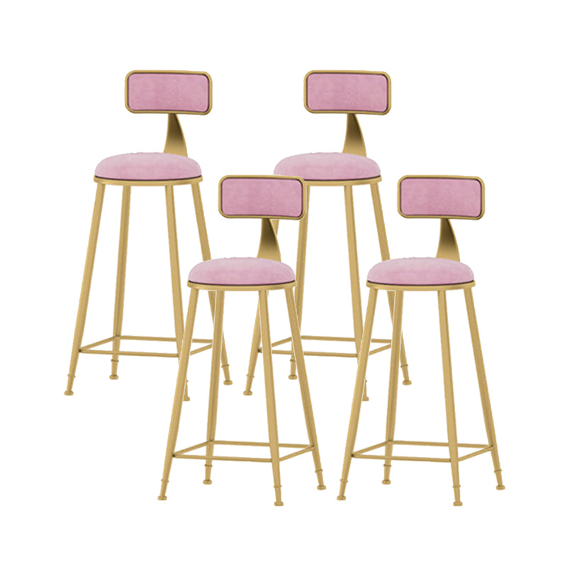 Scandinavian Style Counter Stool Velvet Round Bar Stool with Footrest