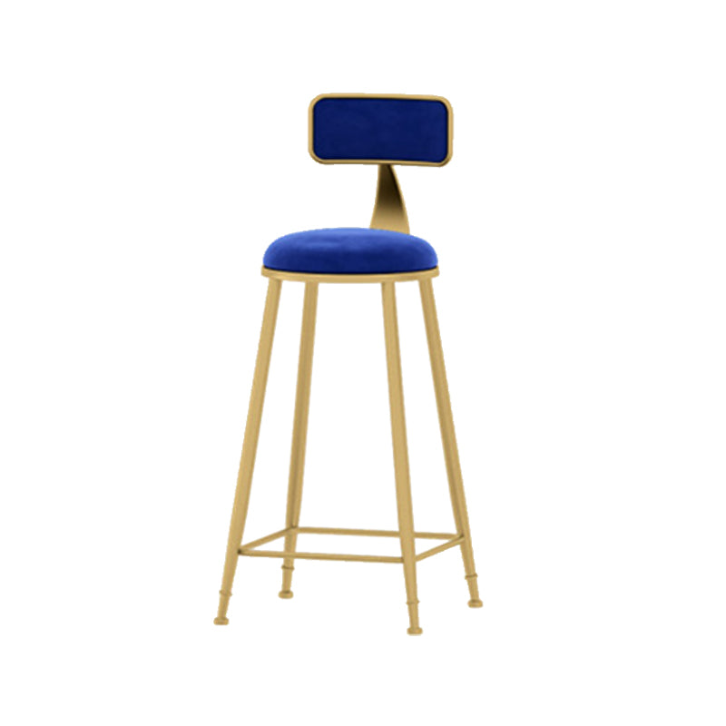 Scandinavian Style Counter Stool Velvet Round Bar Stool with Footrest