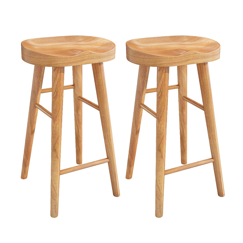 Contemporary Solid Wood Counter Stool Saddle Seat Backless Bar Stool