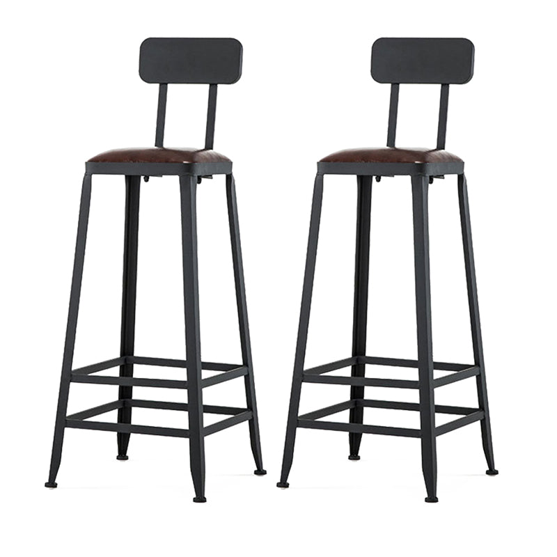 Industrial Black Counter Stool with Square Seat Metal Barstool for Bar