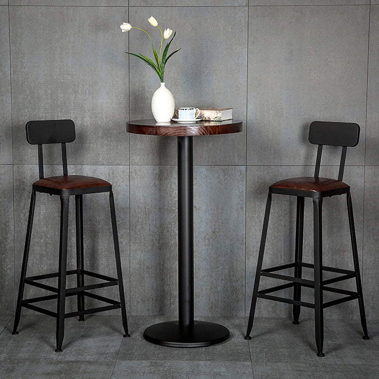 Industrial Black Counter Stool with Square Seat Metal Barstool for Bar