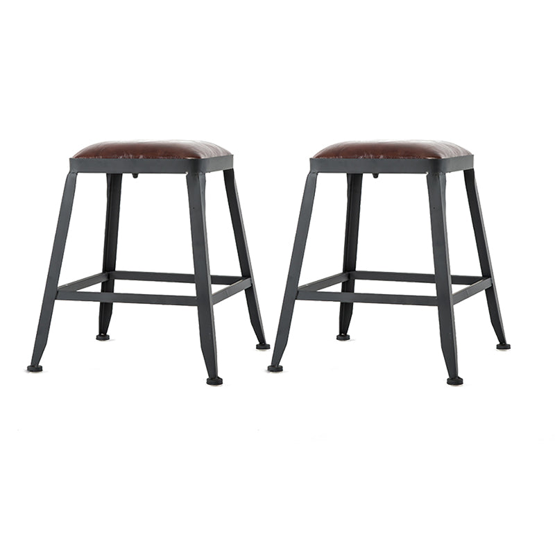 Industrial Black Counter Stool with Square Seat Metal Barstool for Bar