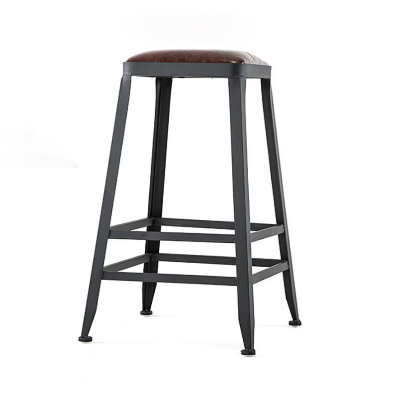 Industrial Black Counter Stool with Square Seat Metal Barstool for Bar
