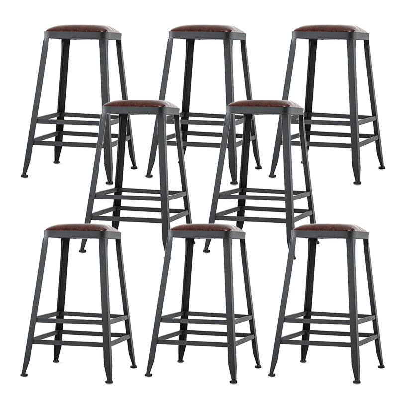 Industrial Black Counter Stool with Square Seat Metal Barstool for Bar