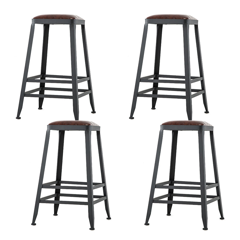 Industrial Black Counter Stool with Square Seat Metal Barstool for Bar