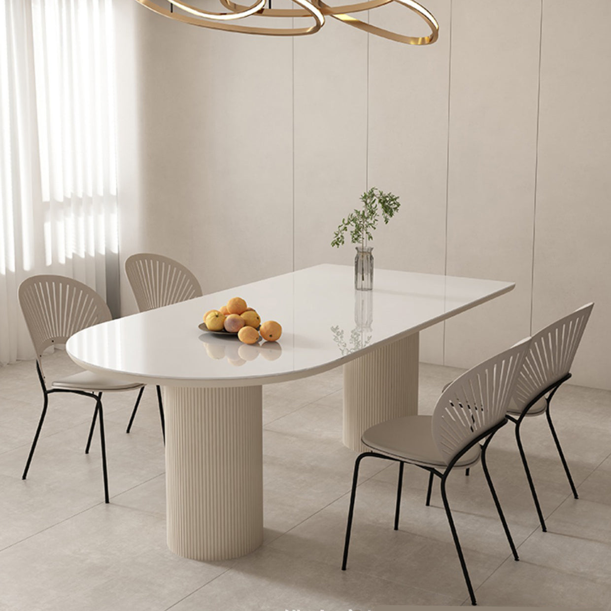 Glam Style Rectangle Table Set 1/2/4/5/6 Pieces Dining Set for Home Use