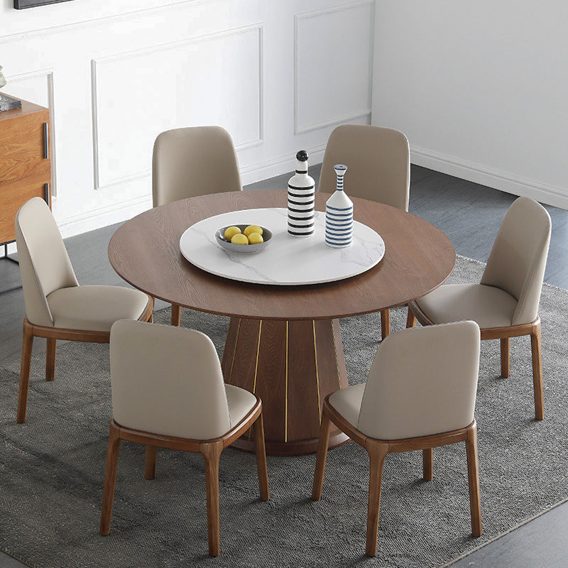 Modern Round Dining Table Wood Base Pedestal Table for Home Kitchen